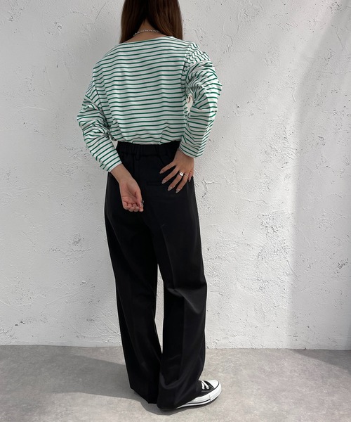 apres jour mignon（アプレジュールミニョン）の「ボーダーロンT【ZOZOTOWN限定アイテム】（Tシャツ/カットソー・レディース・ネイビー/レッド/ピンク/グリーン/ブルー・フリー/X-LARGE）」の12枚目の写真