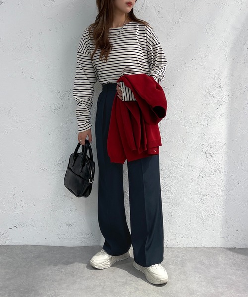 apres jour mignon（アプレジュールミニョン）の「ボーダーロンT【ZOZOTOWN限定アイテム】（Tシャツ/カットソー・レディース・ネイビー/レッド/ピンク/グリーン/ブルー・フリー/X-LARGE）」の14枚目の写真