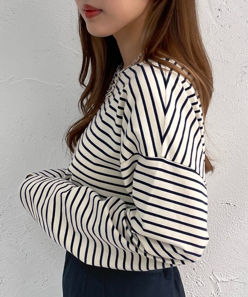 apres jour mignon（アプレジュールミニョン）の「ボーダーロンT【ZOZOTOWN限定アイテム】（Tシャツ/カットソー・レディース・ネイビー/レッド/ピンク/グリーン/ブルー・フリー/X-LARGE）」の20枚目の写真