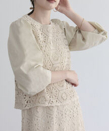 fredy emue | 【セットアップ可能】コットンレースドッキングブラウス(シャツ/ブラウス)
