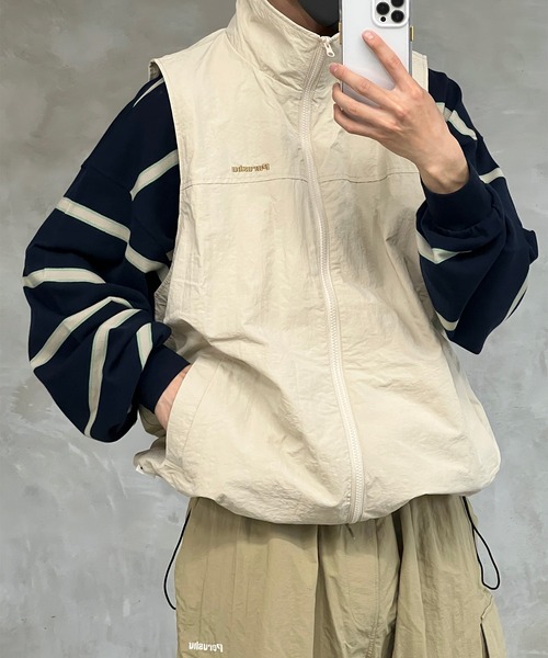 Perushu（ペルーシュ）の「スタンドネックナイロンベスト（ベスト・メンズ・ブラック/ベージュ/ネイビー・MEDIUM/LARGE）」の18枚目の写真