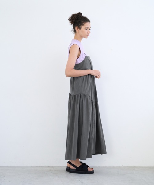 LANVIN en Bleu（ランバンオンブルー）の「ティアードキャミワンピース（ワンピース・レディース・グレー/ブラック・38）」の14枚目の写真