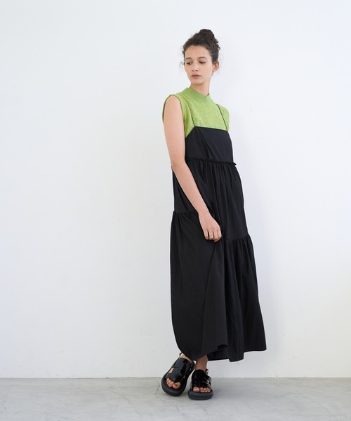 LANVIN en Bleu（ランバンオンブルー）の「ティアードキャミワンピース（ワンピース・レディース・グレー/ブラック・38）」の7枚目の写真