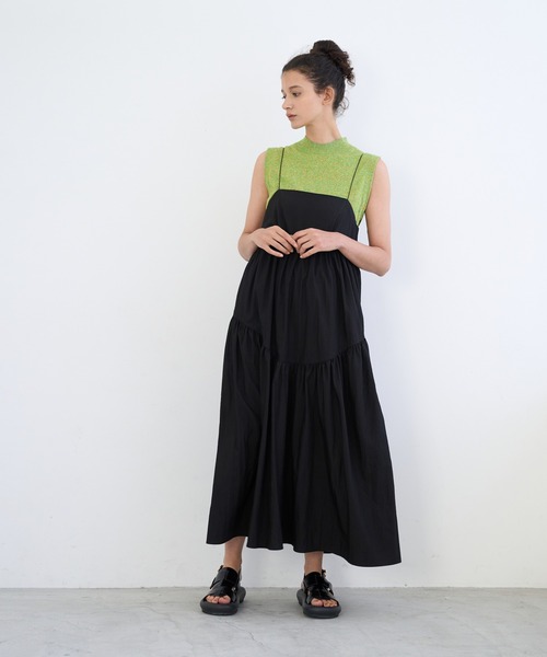 LANVIN en Bleu（ランバンオンブルー）の「ティアードキャミワンピース（ワンピース・レディース・グレー/ブラック・38）」の4枚目の写真