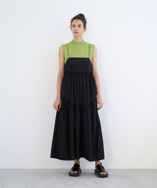 LANVIN en Bleu（ランバンオンブルー）の「ティアードキャミワンピース（ワンピース・レディース・グレー/ブラック・38）」の6枚目の写真