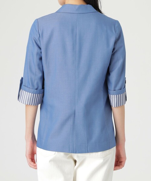 LOVELESS（ラブレス）の「ハーフスリーブシングルジャケット（テーラードジャケット・レディース・ブルー/ベージュ系その他・34/36）」の5枚目の写真