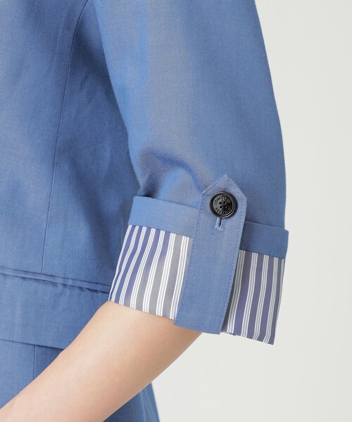 LOVELESS（ラブレス）の「ハーフスリーブシングルジャケット（テーラードジャケット・レディース・ブルー/ベージュ系その他・34/36）」の7枚目の写真