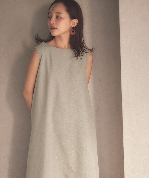 [田中亜希子さんコラボ]バッククロスリネンライクワンピース