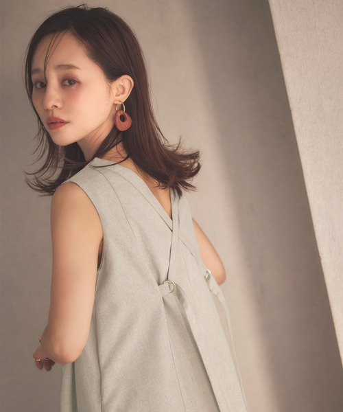 [田中亜希子さんコラボ]バッククロスリネンライクワンピース