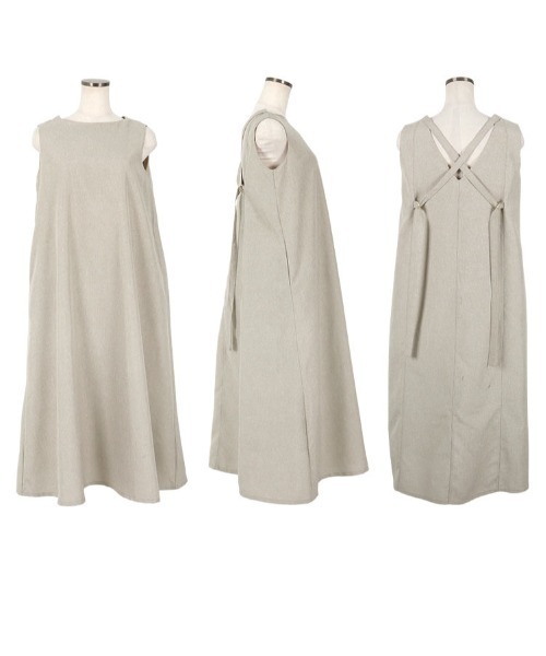 [田中亜希子さんコラボ]バッククロスリネンライクワンピース