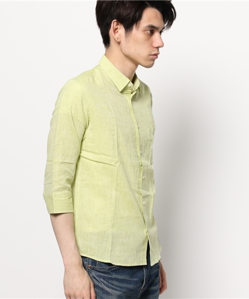OUTLET（アウトレット）の「【Ciaopanic】麻混シャツ7S（シャツ/ブラウス・メンズ・ダークグリーン/ライトグリーン/ブルー/ホワイト・MEDIUM/SMALL/LARGE）」の6枚目の写真