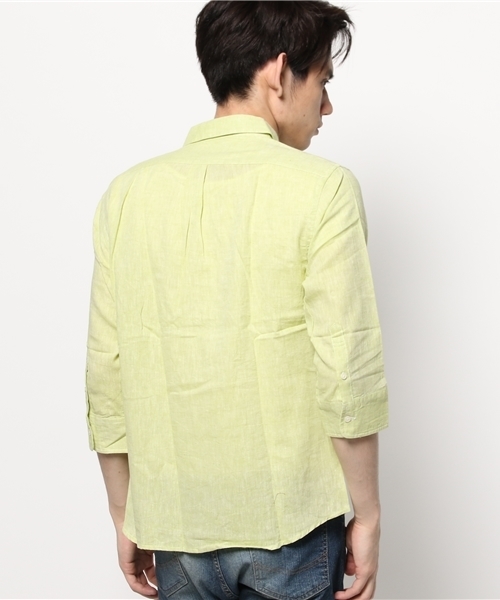 OUTLET（アウトレット）の「【Ciaopanic】麻混シャツ7S（シャツ/ブラウス・メンズ・ダークグリーン/ライトグリーン/ブルー/ホワイト・MEDIUM/SMALL/LARGE）」の7枚目の写真