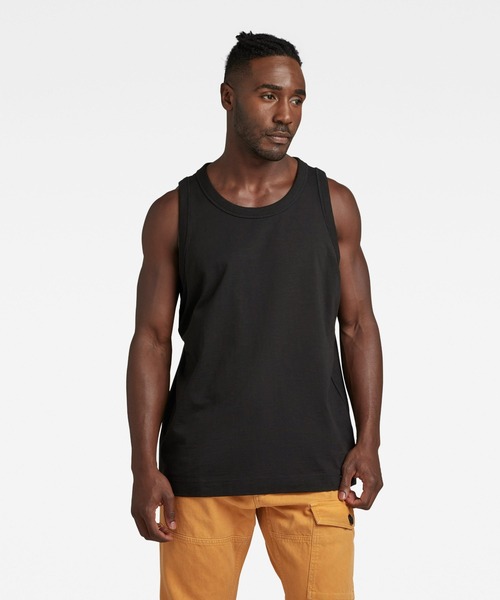 G-STAR（ジースター）の「ESSENTIAL LOOSE TANK TOP/ルーズタンクトップ（Tシャツ/カットソー・メンズ・ダークブラック/ホワイト・SMALL/MEDIUM/LARGE/X-LARGE/X-SMALL）」の2枚目の写真