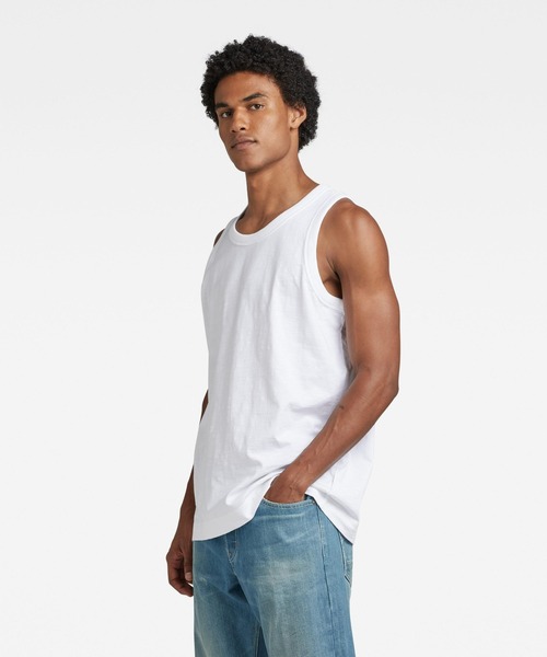 G-STAR（ジースター）の「ESSENTIAL LOOSE TANK TOP/ルーズタンクトップ（Tシャツ/カットソー・メンズ・ダークブラック/ホワイト・SMALL/MEDIUM/LARGE/X-LARGE/X-SMALL）」の3枚目の写真