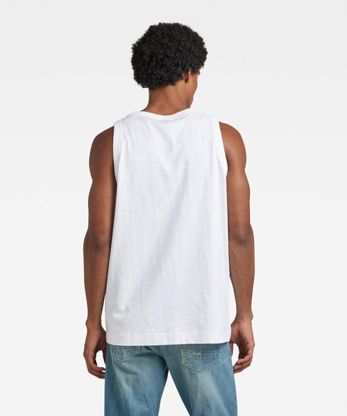 G-STAR（ジースター）の「ESSENTIAL LOOSE TANK TOP/ルーズタンクトップ（Tシャツ/カットソー・メンズ・ダークブラック/ホワイト・SMALL/MEDIUM/LARGE/X-LARGE/X-SMALL）」の4枚目の写真