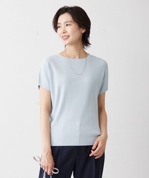 【未使用】J.PRESS レーヨンエリートストレッチ フレンチスリーブニット L セール】【洗える】レーヨンエリートストレッチ フレンチ