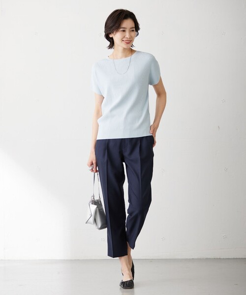 【未使用】J.PRESS レーヨンエリートストレッチ フレンチスリーブニット L セール】【洗える】レーヨンエリートストレッチ フレンチ