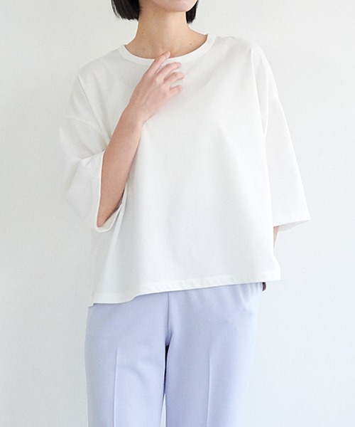 for/c(フォーシー)の「USAコットンクロップドTシャツ【サスティナブル】(Tシャツ/カットソー・レディース・ホワイト/ラベンダー/ブラック・LL/M/L)」の1枚目の写真