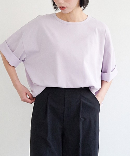 for/c(フォーシー)の「USAコットンクロップドTシャツ【サスティナブル】(Tシャツ/カットソー・レディース・ホワイト/ラベンダー/ブラック・LL/M/L)」の6枚目の写真