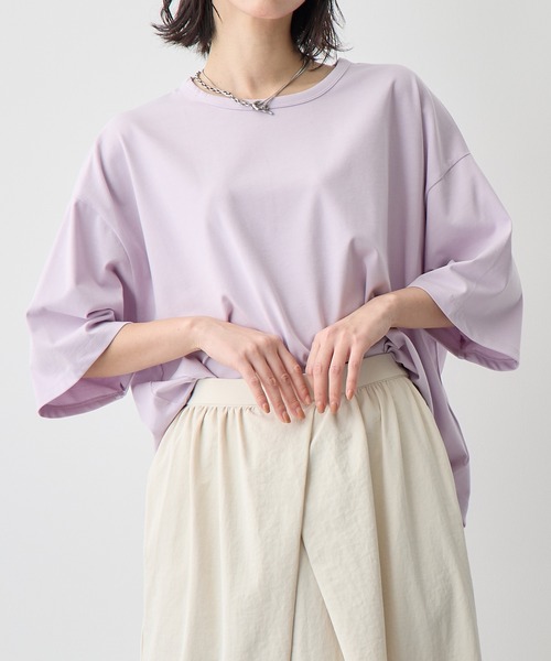 for/c(フォーシー)の「USAコットンクロップドTシャツ【サスティナブル】(Tシャツ/カットソー・レディース・ホワイト/ラベンダー/ブラック・LL/M/L)」の4枚目の写真
