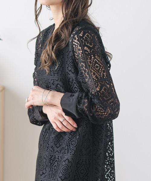 La-gemme(ラジェム)の「2way透かし編みワンピース(ワンピース・レディース・ブラック/アイボリー・SHORT/LONG)」の20枚目の写真