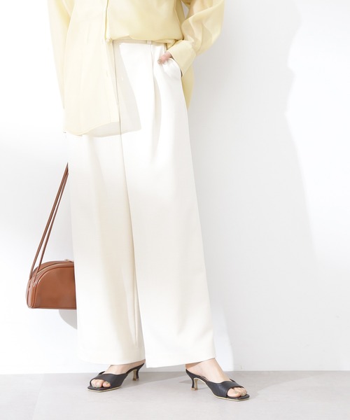 N.(N. Natural Beauty Basic)(エヌエヌナチュラルビューティーベーシック)の「【S Size Line】◆ドライタッチワイドパンツ(スラックス・レディース・ピンク/ブラウン/オフホワイト・SMALL/MEDIUM)」の1枚目の写真