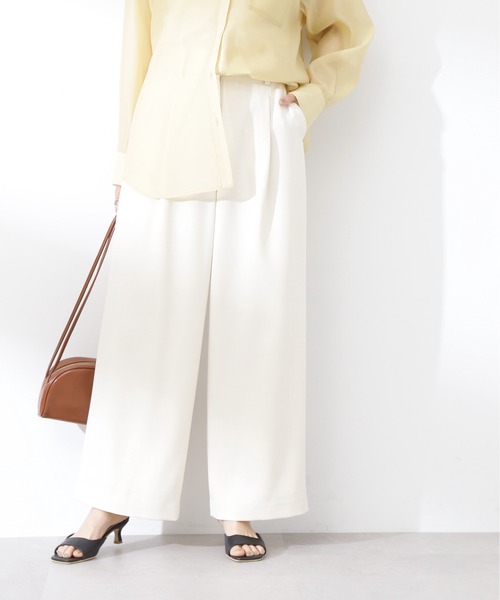 N.(N. Natural Beauty Basic)(エヌエヌナチュラルビューティーベーシック)の「【S Size Line】◆ドライタッチワイドパンツ(スラックス・レディース・ピンク/ブラウン/オフホワイト・SMALL/MEDIUM)」の6枚目の写真