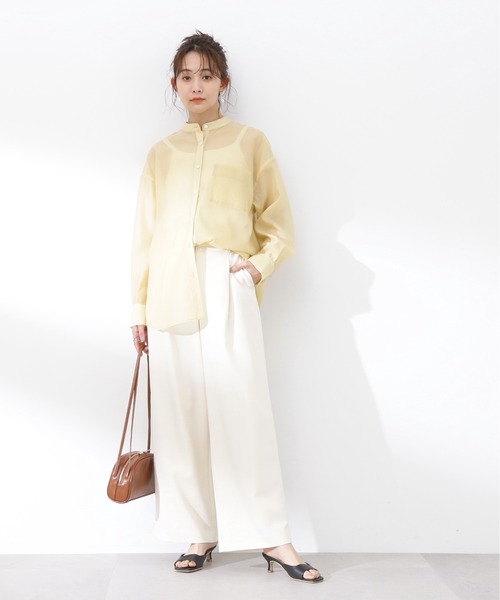 N.(N. Natural Beauty Basic)(エヌエヌナチュラルビューティーベーシック)の「【S Size Line】◆ドライタッチワイドパンツ(スラックス・レディース・ピンク/ブラウン/オフホワイト・SMALL/MEDIUM)」の4枚目の写真