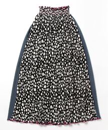 Q | アニマルドットバイカラーマイクロプリーツスカート(スカート)