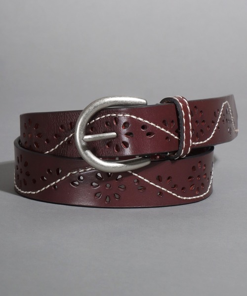SOMETHING(サムシング)の「SOMETHING ステッチ パンチング レザーベルト(ベルト・レディース・ネイビー/ダークブラウン/ブラウン/ブラック/ワイン・FREE)」の5枚目の写真