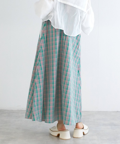 w closet（ダブルクローゼット）の「ドロストチェックキャミワンピース（ワンピース・レディース・パープル系その他/ブルー系その他/グリーン×ピンク・FREE）」の8枚目の写真