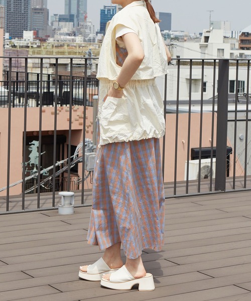 w closet（ダブルクローゼット）の「ドロストチェックキャミワンピース（ワンピース・レディース・パープル系その他/ブルー系その他/グリーン×ピンク・FREE）」の16枚目の写真