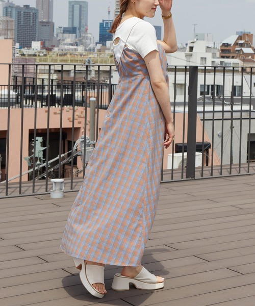 w closet（ダブルクローゼット）の「ドロストチェックキャミ