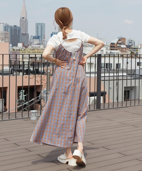 w closet（ダブルクローゼット）の「ドロストチェックキャミワンピース（ワンピース・レディース・パープル系その他/ブルー系その他/グリーン×ピンク・FREE）」の20枚目の写真