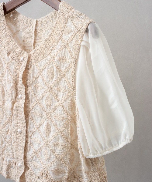SpRay（スプレイ）の「刺繍編みブラウス（シャツ/ブラウス・レディース・ライトベージュ/ホワイト・FREE）」の11枚目の写真