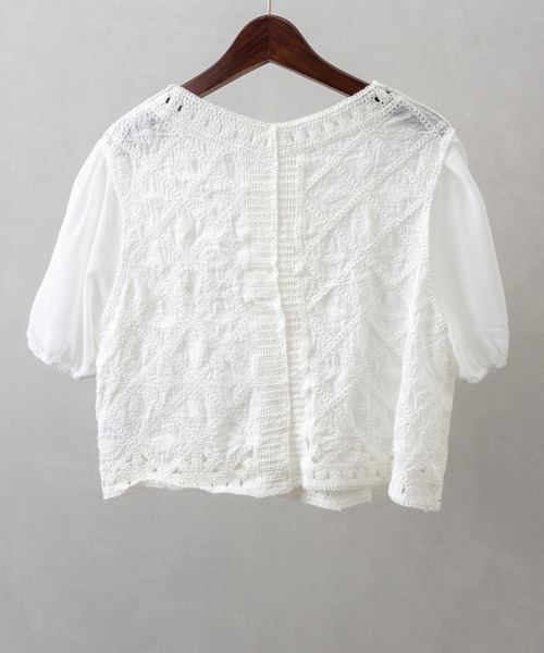 SpRay（スプレイ）の「刺繍編みブラウス（シャツ/ブラウス・レディース・ライトベージュ/ホワイト・FREE）」の13枚目の写真