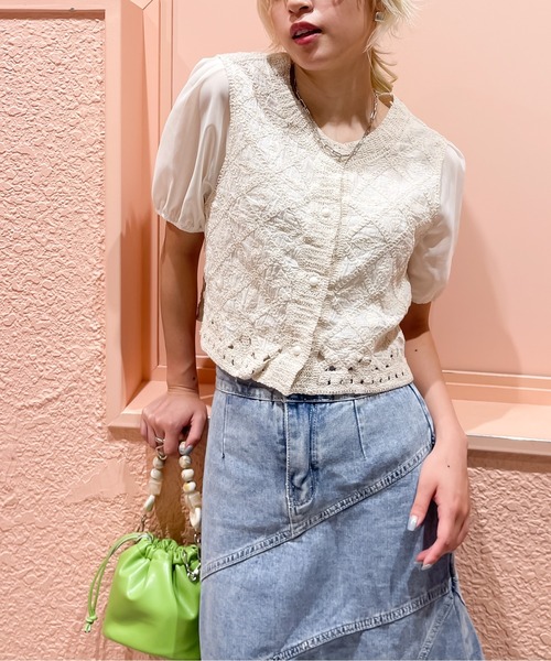 SpRay（スプレイ）の「刺繍編みブラウス（シャツ/ブラウス・レディース・ライトベージュ/ホワイト・FREE）」の18枚目の写真