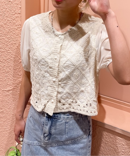 SpRay（スプレイ）の「刺繍編みブラウス（シャツ/ブラウス・レディース・ライトベージュ/ホワイト・FREE）」の20枚目の写真