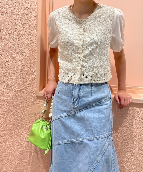 SpRay（スプレイ）の「刺繍編みブラウス（シャツ/ブラウス・レディース・ライトベージュ/ホワイト・FREE）」の21枚目の写真