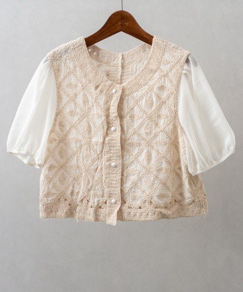 SpRay（スプレイ）の「刺繍編みブラウス（シャツ/ブラウス・レディース・ライトベージュ/ホワイト・FREE）」の17枚目の写真