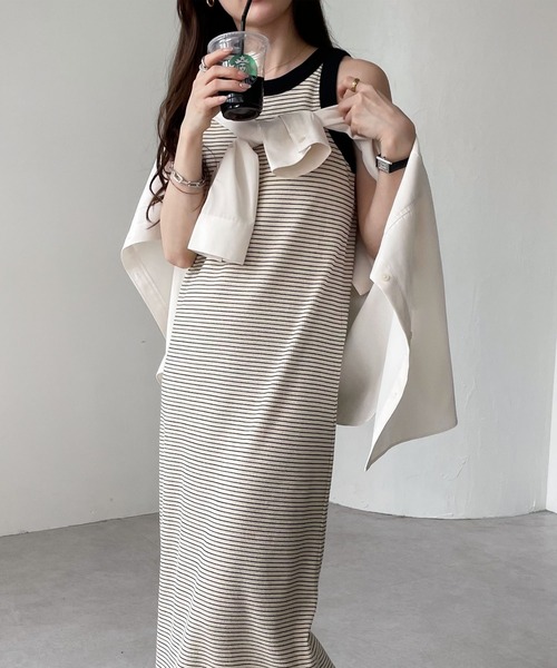 カップ付きボーダーアメスリワンピース（ワンピース）｜andme