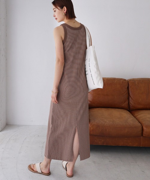 andme（アンドミー）の「カップ付きボーダーアメスリワンピース（ワンピース・レディース・ベージュ/オフホワイト/ライム/ブラック・FREE）」の22枚目の写真