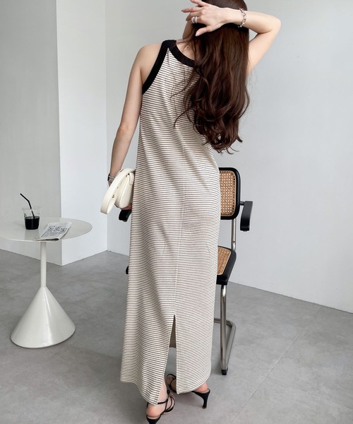 カップ付きボーダーアメスリワンピース（ワンピース）｜andme