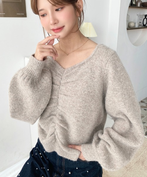 moment+（モーメントプラス）の「【累計販売枚数2万枚突破！】アルパカライクフロントシャーリングミックスニットプルオーバー（ニット/セーター・レディース・ブラウン/グレー/アイボリー/ブラック/ピンク/ブルーグリーン/チャコールグレー・M/L）」の17枚目の写真