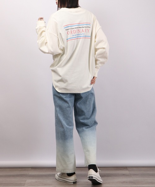 spiritoso(スピリトーゾ)の「spiritoso ORDINARYプリント ロンT(Tシャツ/カットソー・レディース・ネイビー/オフホワイト/サックスブルー/オリーブ・F)」の10枚目の写真