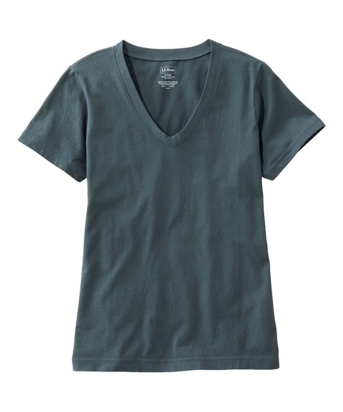 L.L.Bean（エルエルビーン）の「ウォッシュ・コットン・ティ、半袖　Vネック 米国フィット・レギュラー（Tシャツ/カットソー・レディース・ブルーグリーン/ライトアッシュグレー/オレンジ系・SMALL/MEDIUM/LARGE）」の2枚目の写真