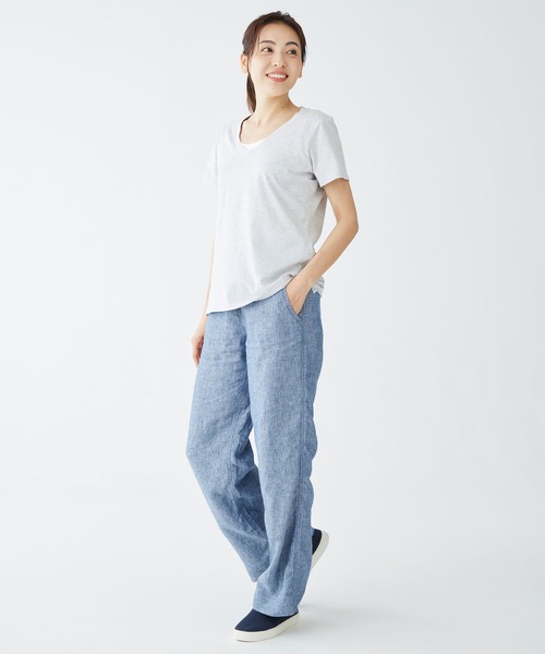 L.L.Bean（エルエルビーン）の「ウォッシュ・コットン・ティ、半袖　Vネック 米国フィット・レギュラー（Tシャツ/カットソー・レディース・ブルーグリーン/ライトアッシュグレー/オレンジ系・SMALL/MEDIUM/LARGE）」の13枚目の写真