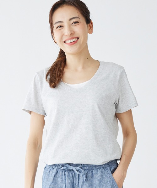 L.L.Bean（エルエルビーン）の「ウォッシュ・コットン・ティ、半袖　Vネック 米国フィット・レギュラー（Tシャツ/カットソー・レディース・ブルーグリーン/ライトアッシュグレー/オレンジ系・SMALL/MEDIUM/LARGE）」の8枚目の写真