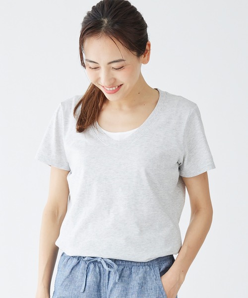 L.L.Bean（エルエルビーン）の「ウォッシュ・コットン・ティ、半袖　Vネック 米国フィット・レギュラー（Tシャツ/カットソー・レディース・ブルーグリーン/ライトアッシュグレー/オレンジ系・SMALL/MEDIUM/LARGE）」の7枚目の写真