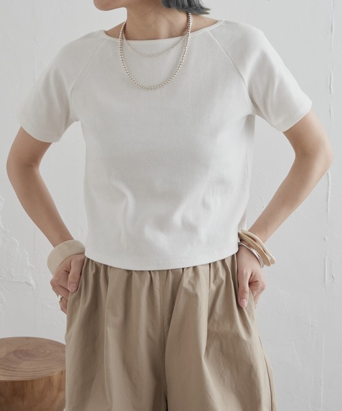 Omekashi（オメカシ）の「2WAYテレコラグランTシャツ（Tシャツ/カットソー・レディース・ピンク/オフホワイト/ブラック・FREE）」の4枚目の写真